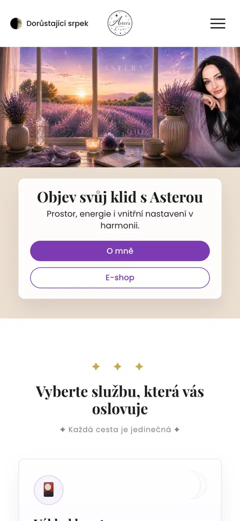 Astera Light website on a phone