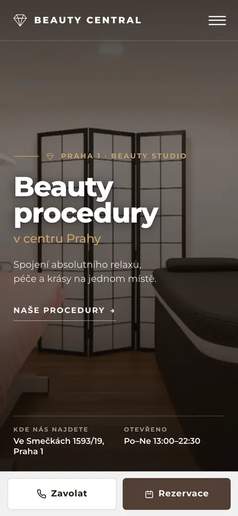 Beauty Central website on a phone