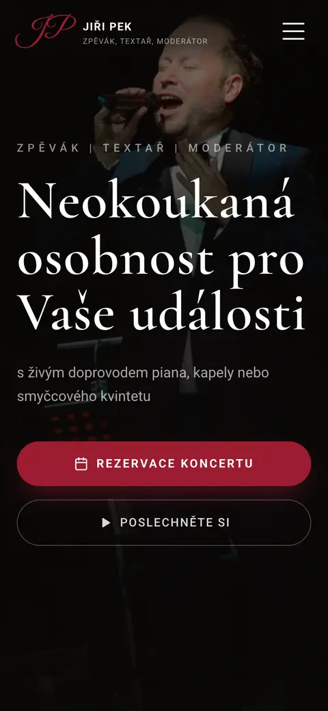 Jiří Pek website on a phone