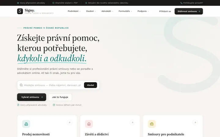 Signy homepage (signy.cz)